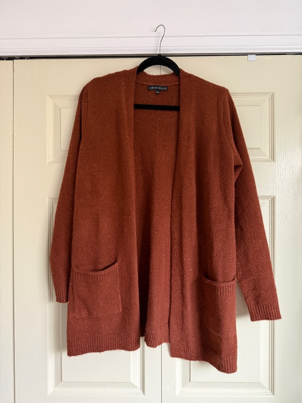Rust Open-Front Women's Cardigan Sweater